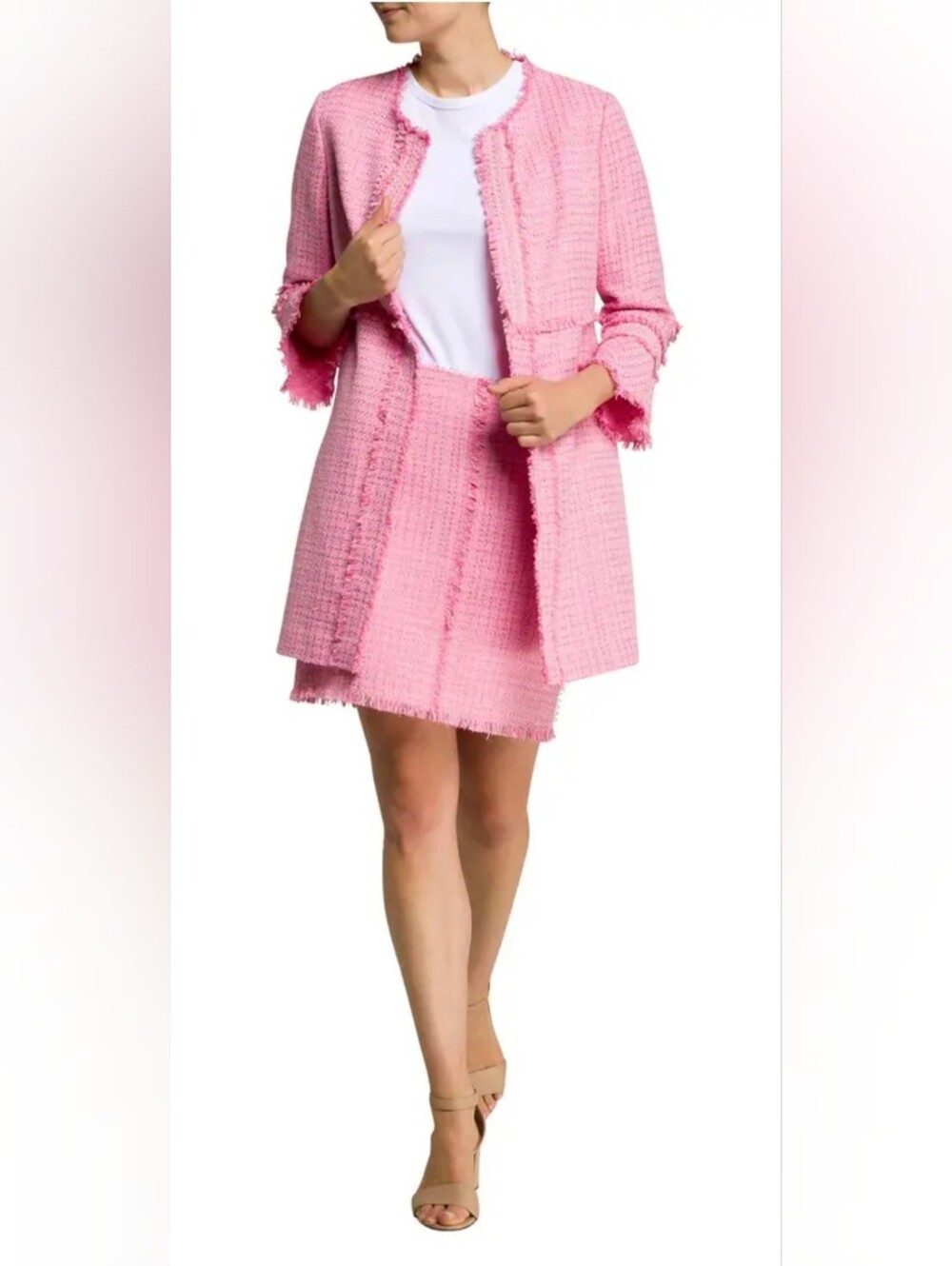 Marc Cain Pink Bouclé Tweed Jacket